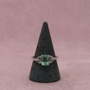 chuck clemency sterling silver diamond accent oval-cut prasiolite ring size 9.75